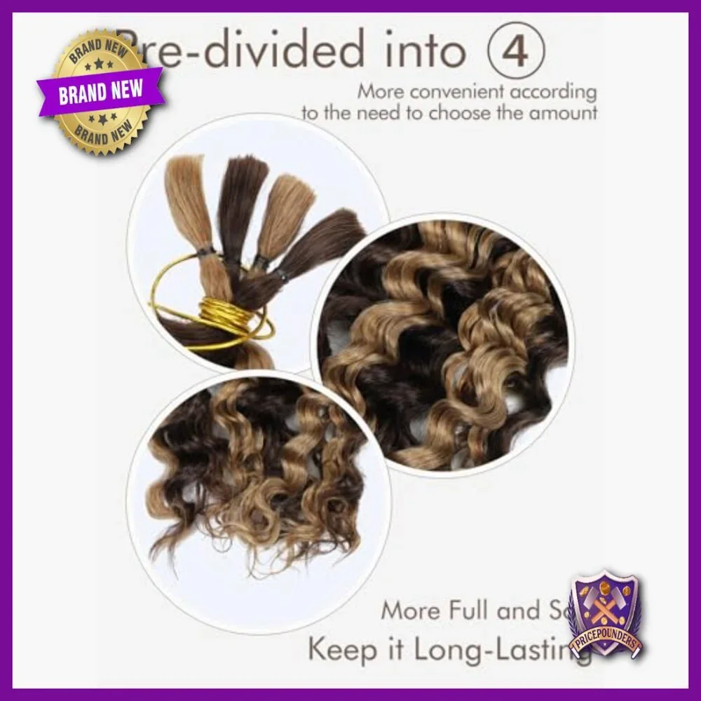 18 Inch Deep Wave Human Hair Extensions 1 Bundle 50g for Bohemian Braids - Picture 2 of 6